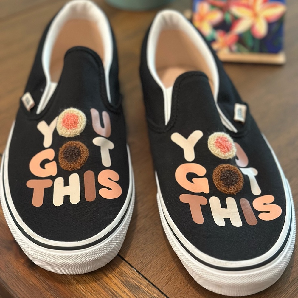 Vans Black Slip-On Sneakers,You Got This 9.5 - Picture 8 of 8